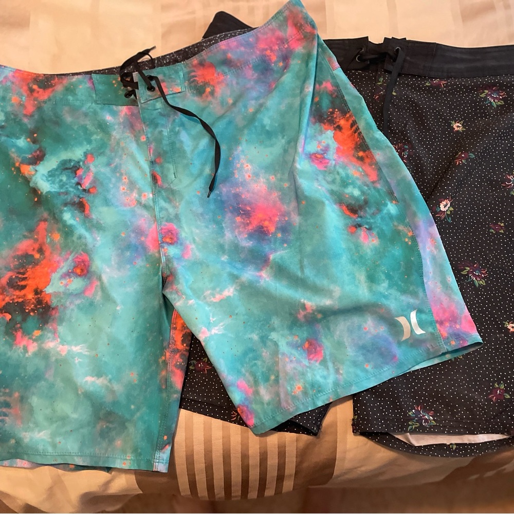 Men’s Size 38 Hurley Teal and Black RVCA Board Shorts- BOGO